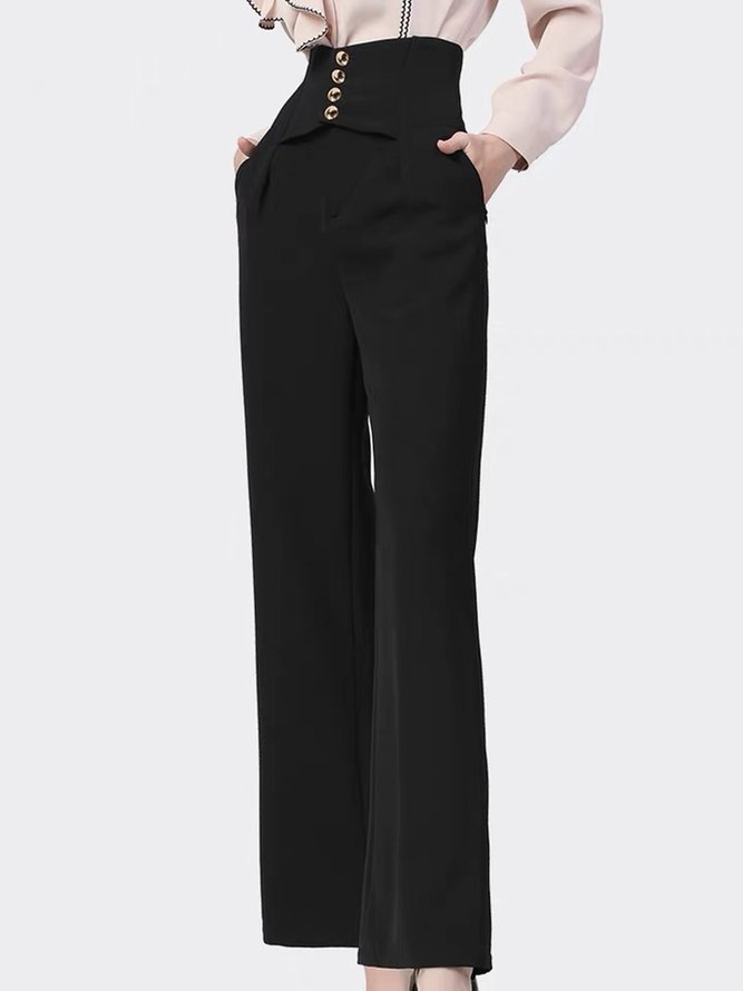 Regular fit Work Solid Elegant Pants