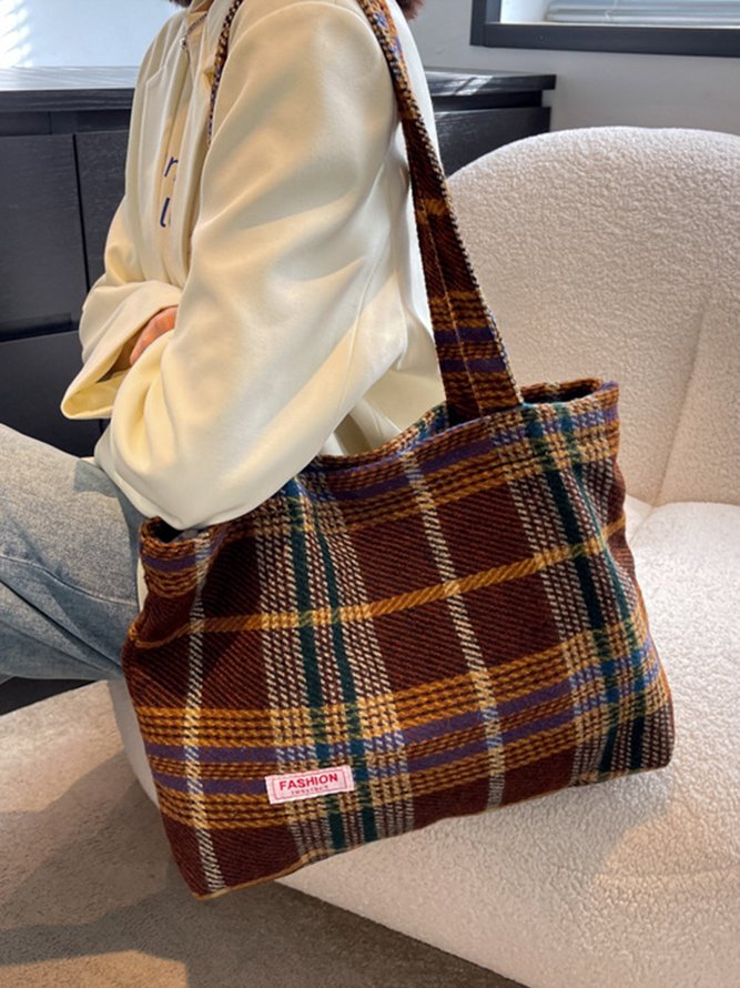Vintage Check Shoulder Shopper Bag