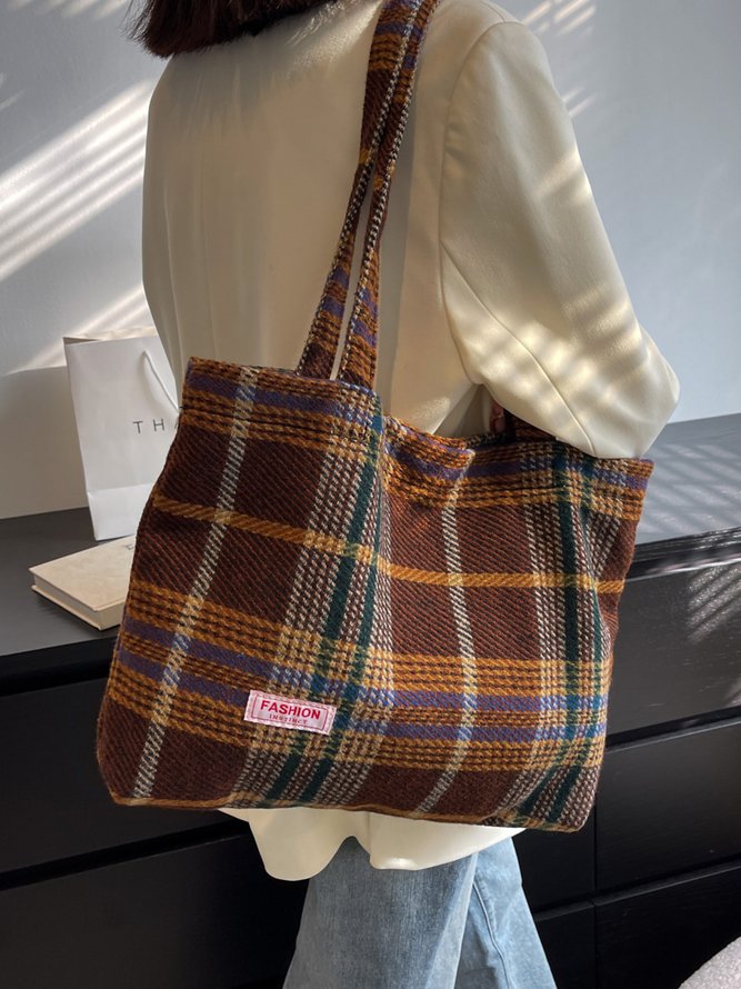 Vintage Check Shoulder Shopper Bag