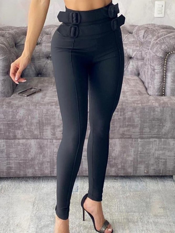 Mid Waist Daily Work Skinny Pants  [Pick a larger size than regular]