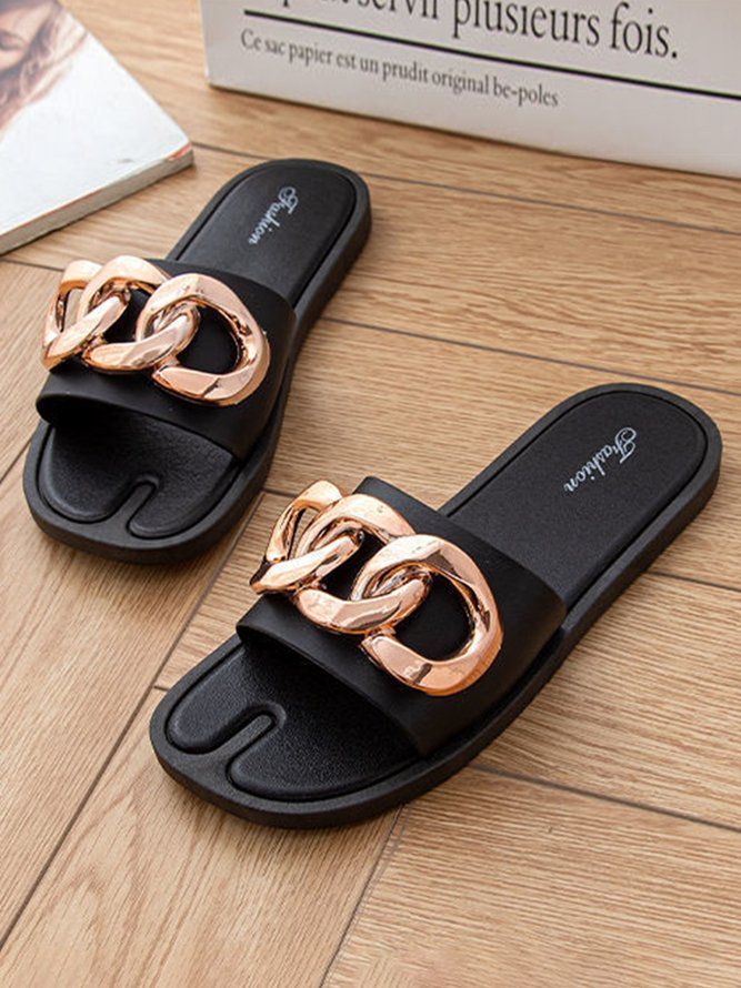 Casual Simple Chain Slippers