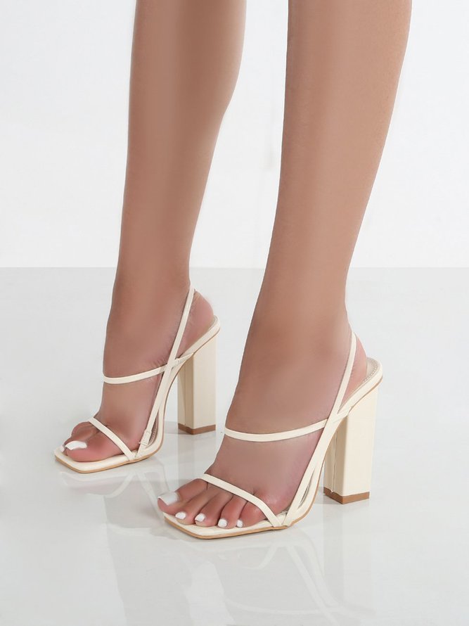 Chunky Heel Open Toe White Elegant Sandals