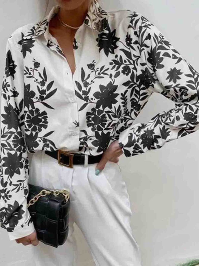 Floral Shirt Collar Elegant Regular Fit Shirt