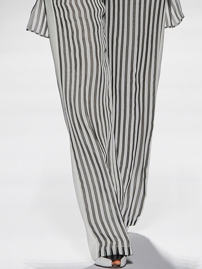 Simple Regular Fit Striped Pants