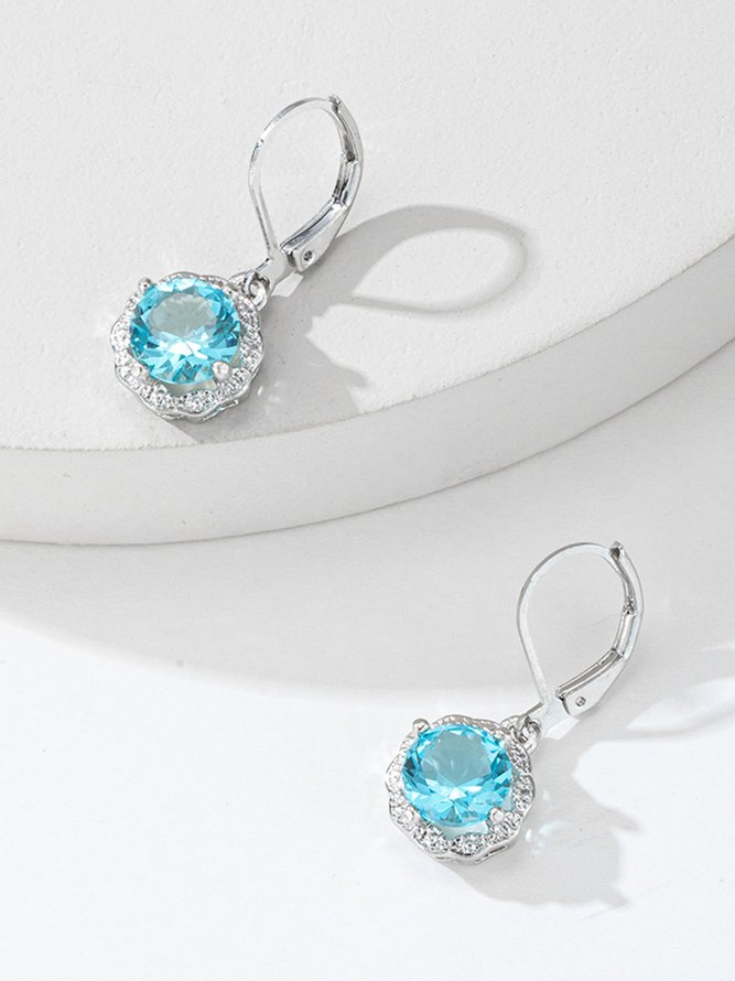 Flower Earrings With Zircon Crystals