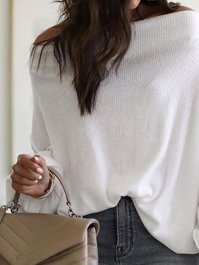 Off The Shoulder Simple Loosen Daily Top
