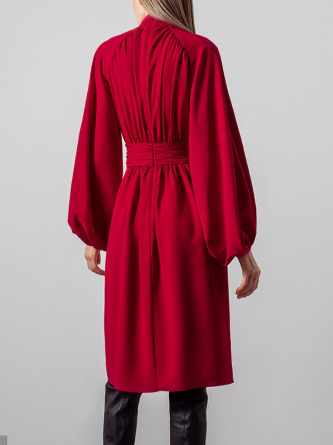 Bishop Sleeve Regular Fit Solid Elegant Dress
