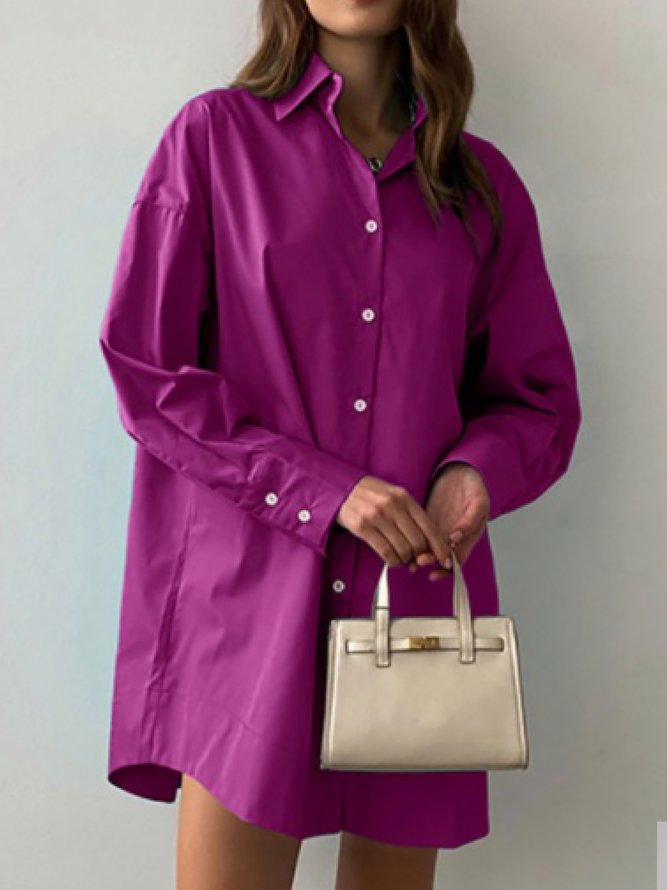 Solid Oversize Casual Shirt Dress