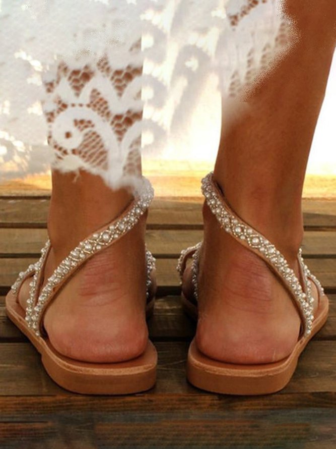 Beach Wedding Beaded Flip-On Sandals