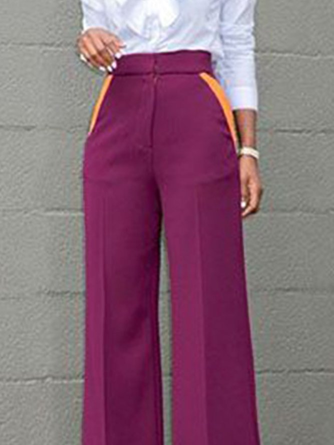 Daily Color Block Elegant Long Pants