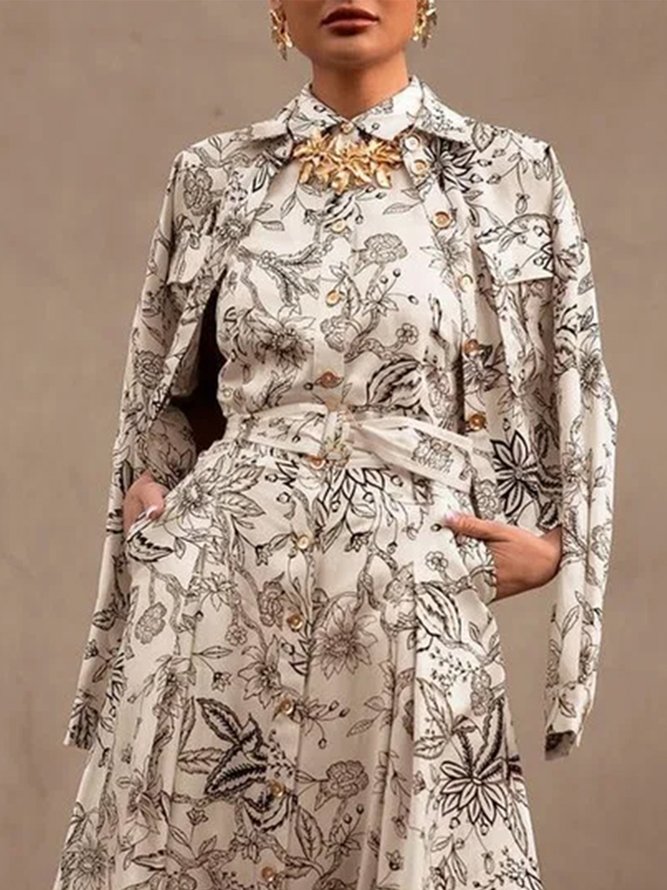 Elegant Floral Long Sleeve Outerwear