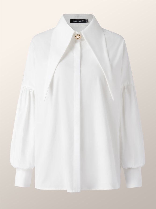 Shirt Collar Simple Loosen Plain Top
