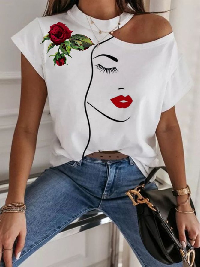 Daily Floral Crew Neck Cap Sleeve T-Shirt