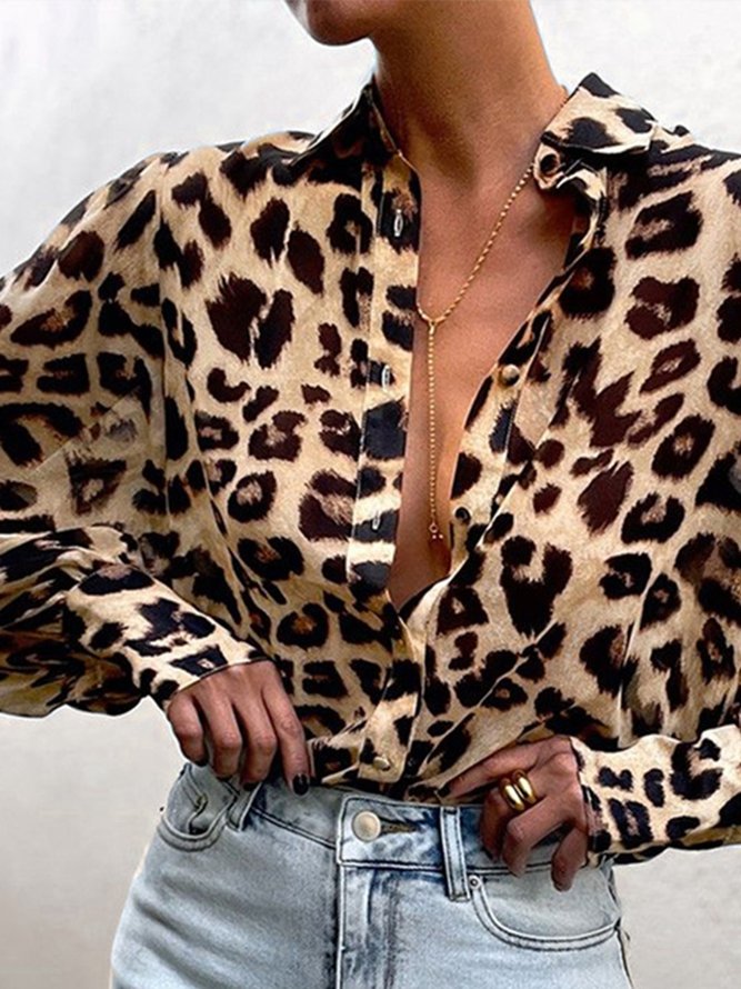 Daily Leopard Long Sleeve Loosen Shirt