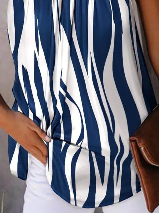 Regular Fit Casual Sleeveless Striped Top