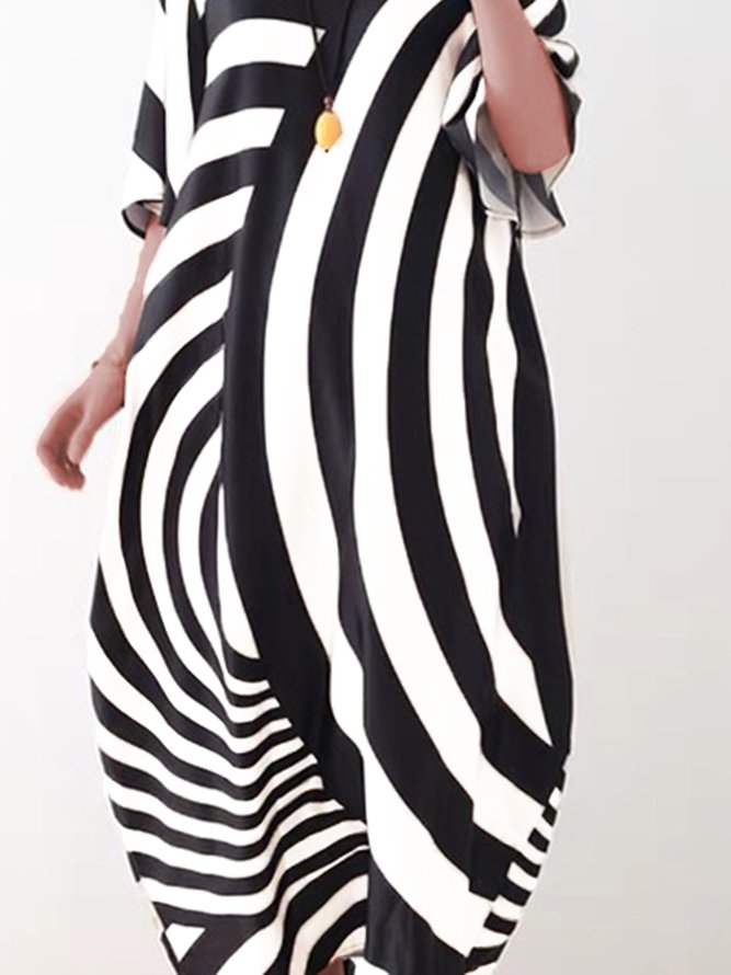 Casual Striped Half sleeve Woven Dress
