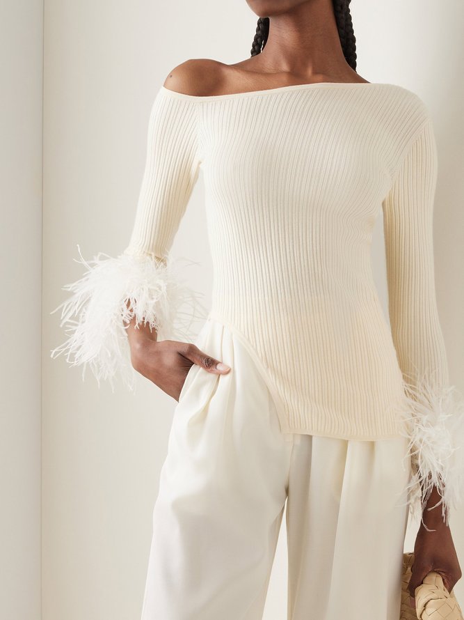 Elegant Regular Fit Plain Daily Sweater