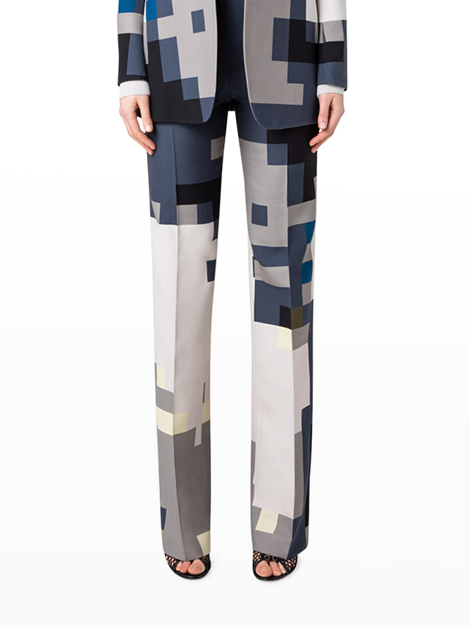 Autumn High Waist H-Line Commuting Geometric Urban Fashion Pants