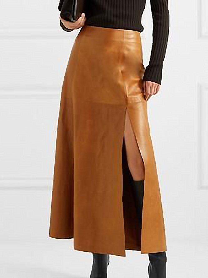 Regular Fit Vintage Plain A-Line Skirt