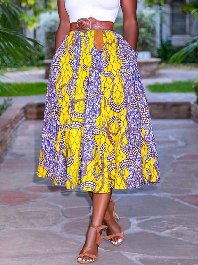 Vacation Ethnic Printed A-Line  Skirt