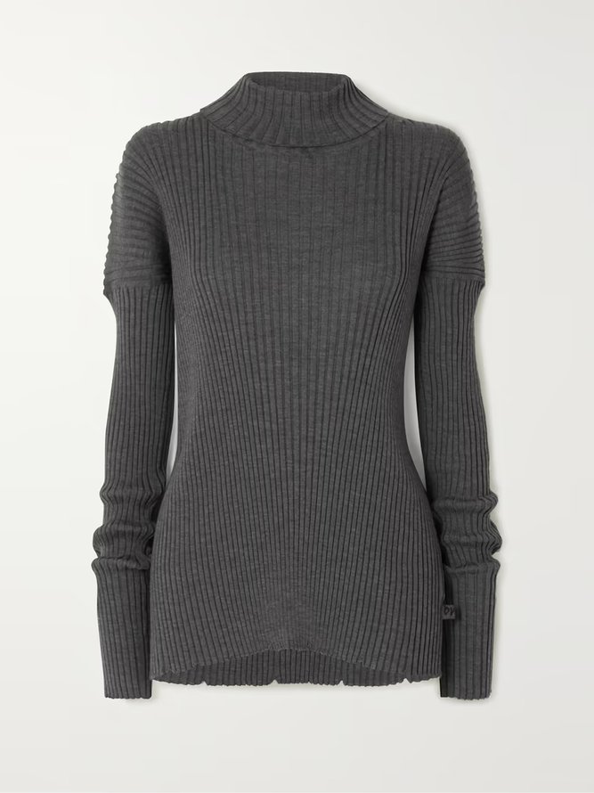 Turtleneck Regular Fit Simple Long Sleeve Sweater
