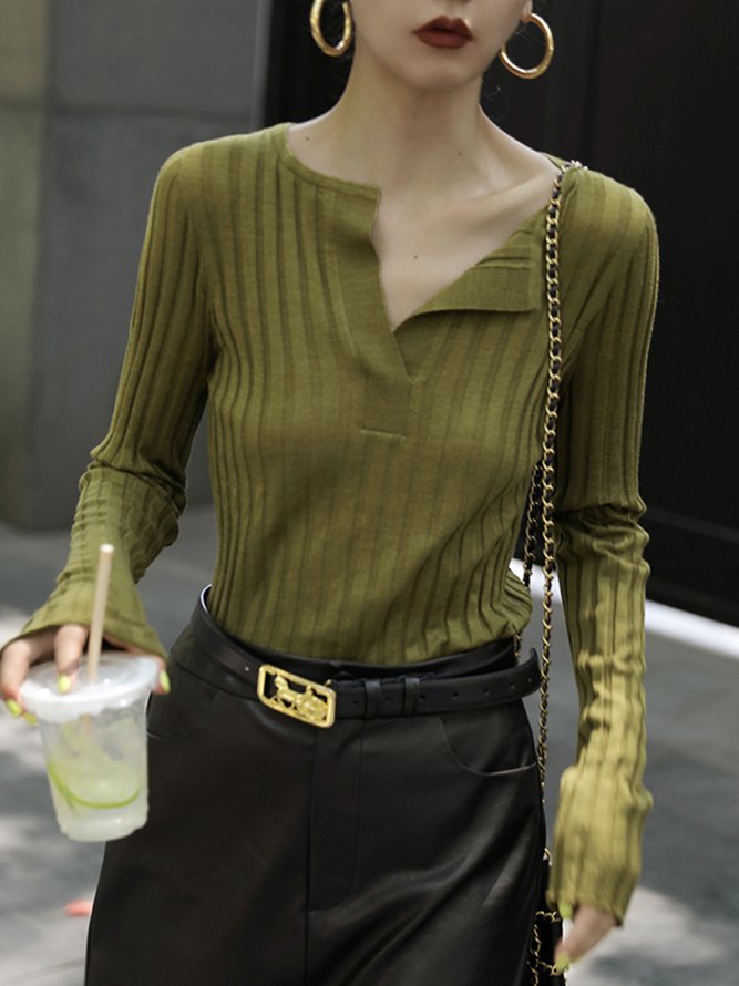 Daily Long sleeve Regular Fit Simple Sweater