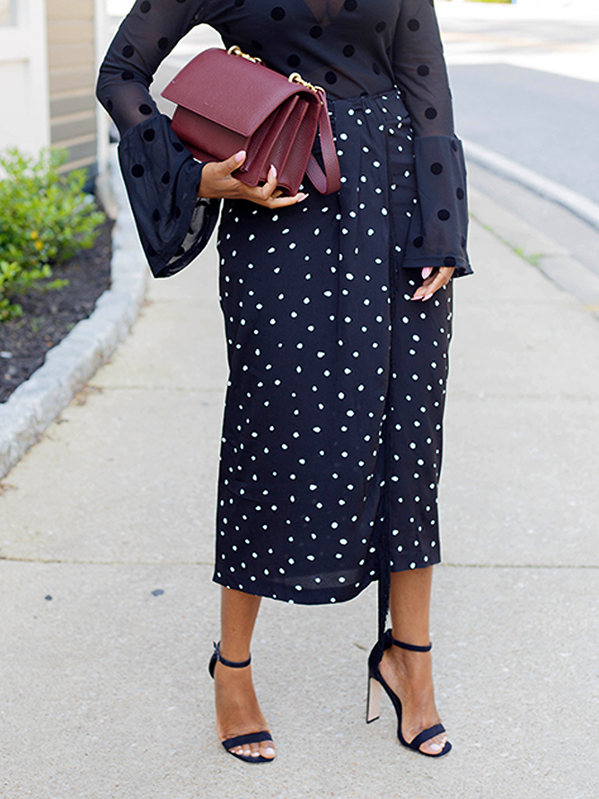 H-Line Regular  Fit Elegant Polka Dots Skirt