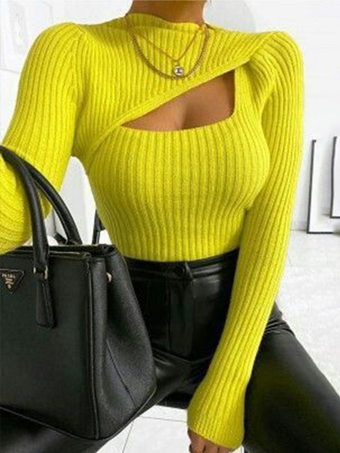 Daily Long sleeve Simple Tight Acrylic Sweater