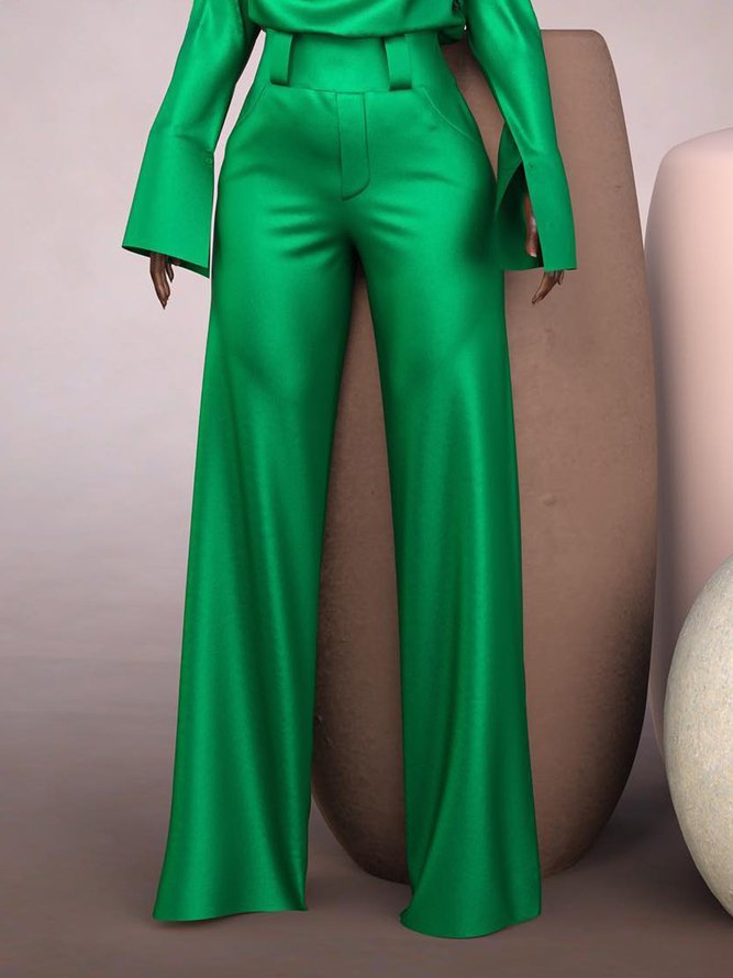 Plain Autumn Elegant Zipper High Waist No Elasticity Long Regular Regular Size Fashion Pants for Women