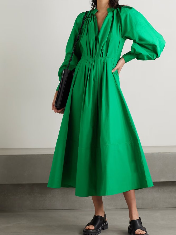 Plain Autumn Elegant Daily Regular Fit Long 1 * Dress Pullover X-Line Dresses for Women