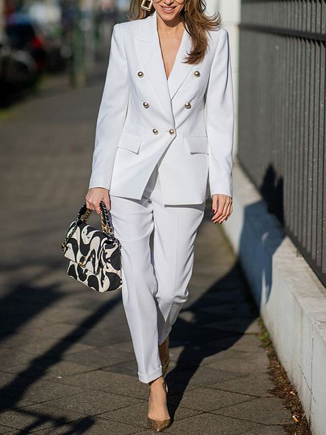 Plain Autumn Elegant No Elasticity Daily Regular Fit Long sleeve H-Line Regular Blazer for Women