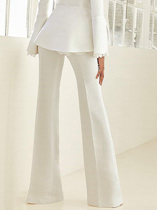 Women Plain Autumn Elegant Polyester Zipper Wedding Regular Fit X-Line Regular Size Fashion Pants