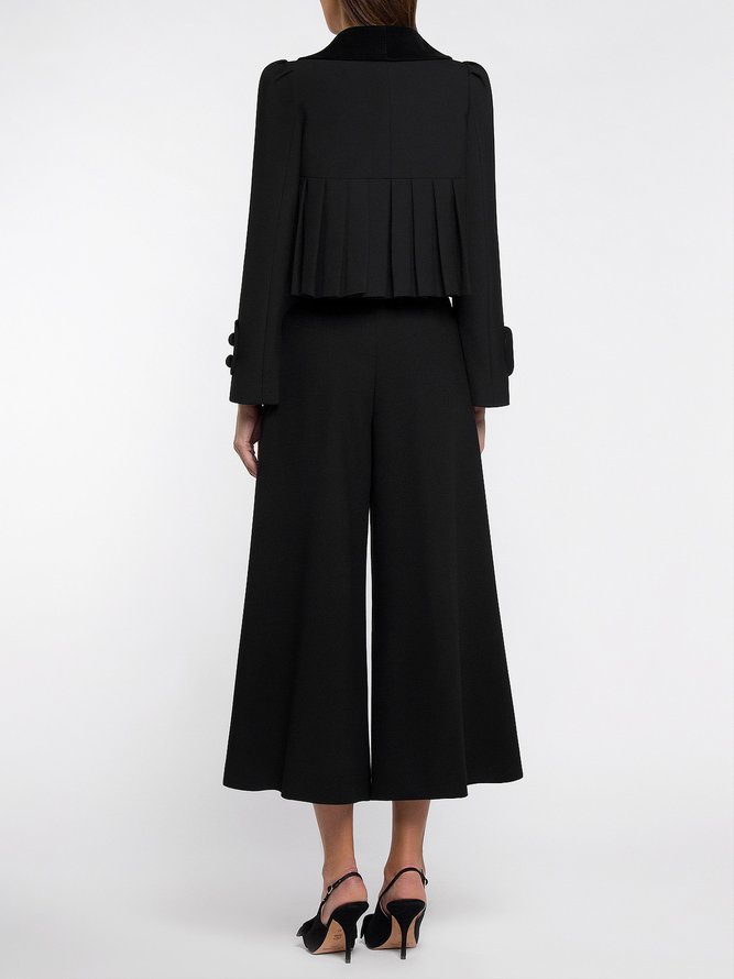 Women Plain Autumn Elegant Polyester Zipper High Waist Regular Fit Capris A-Line Fashion Pants