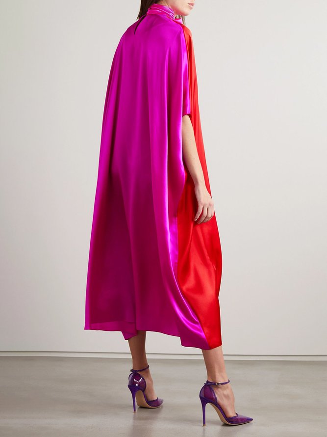 Women Color Block Autumn Elegant Natural No Elasticity 1 * Dress Pullover Regular Regular Size Dresses