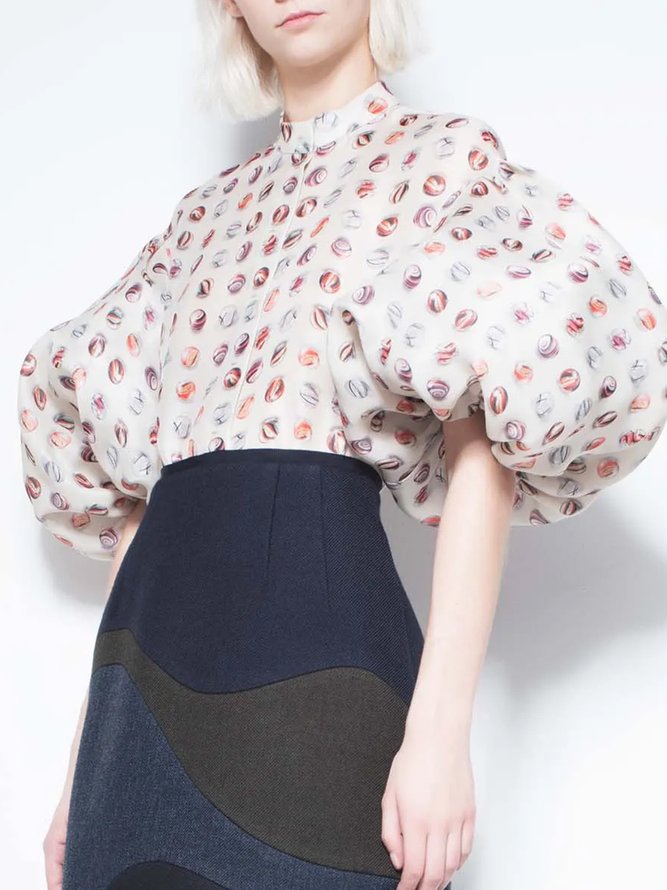 Women Abstract Autumn Urban Polyester Daily 1 * Top Half sleeve Regular Regular Size Blouse