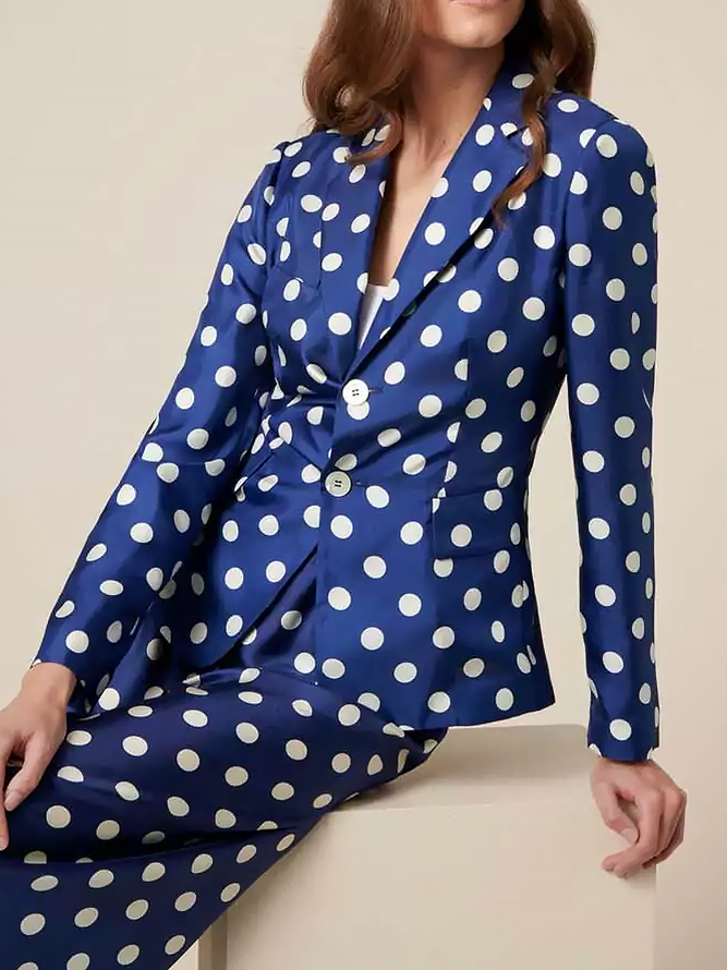Polka Dots Autumn Urban Polyester No Elasticity Commuting Lapel Collar Regular Regular Blazer for Women