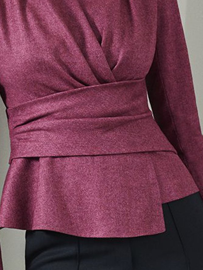Plain Autumn Urban Polyester Regular Fit Long sleeve Regular Regular Regular Size Blouse for Women