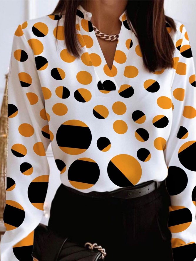 Daily Long sleeve Urban Polka Dots Regular Fit Top