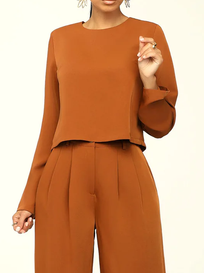 Loose Crew Neck Long sleeve H-Line Blouse