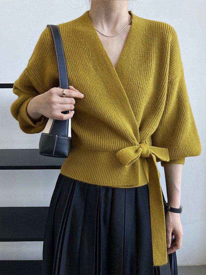 Long sleeve Simple Regular Fit Sweater Coat