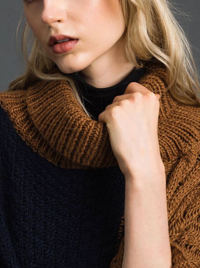 Long sleeve Color Block Urban Loose Sweater