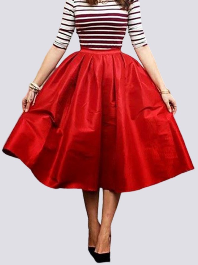 Plain Casual Loosen Holiday Skirt