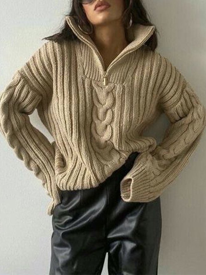 Plain Loose Simple Long Sleeve Sweater