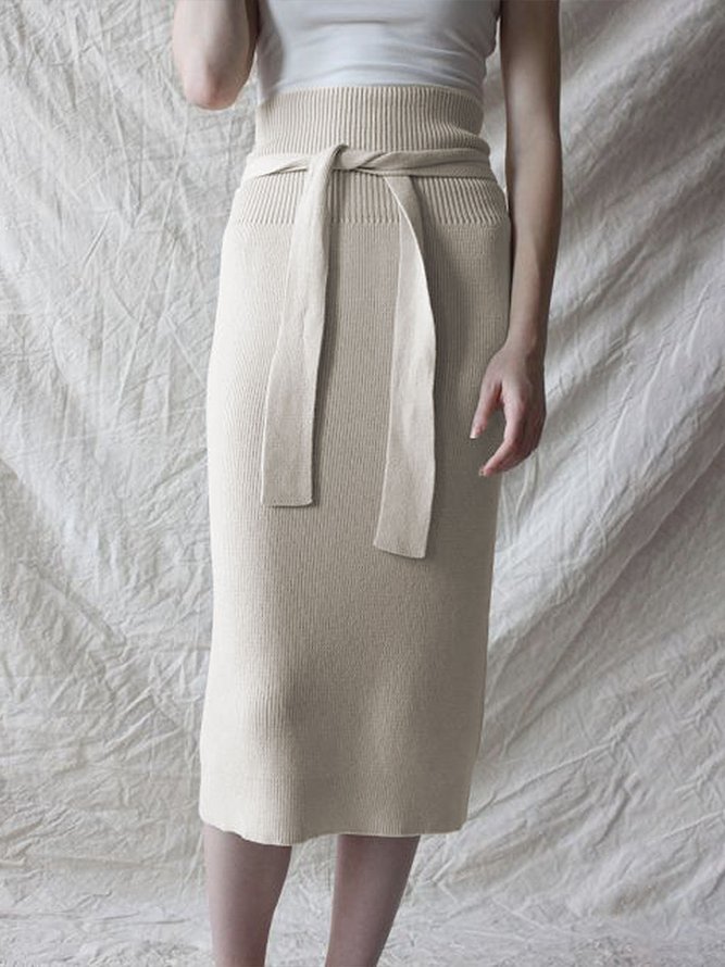 Regular Fit Elegant Acrylic Mid Waist Skirt