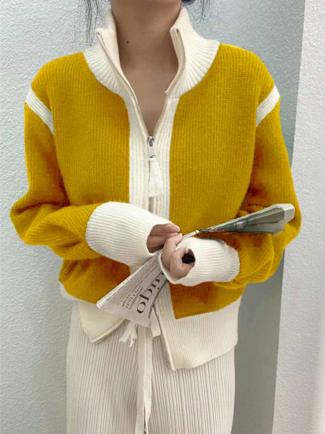 Winter Long sleeve Simple Regular Fit Sweater Coat