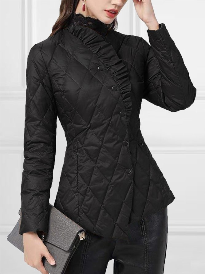 Elegant Plain Regular Fit Long Sleeve Fleece Coat