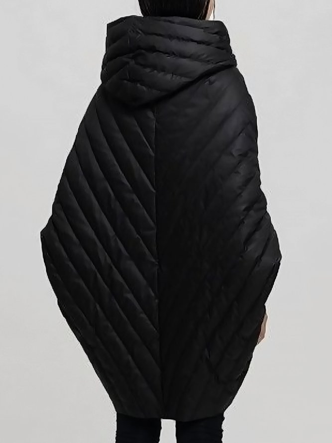 Simple Batwing Sleeve Plain Fleece Coat