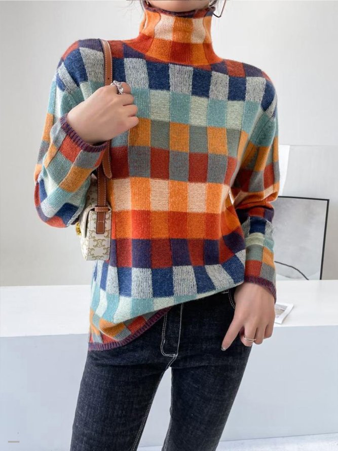 Daily Plaid Regular Fit Long sleeve Elegant Sweater
