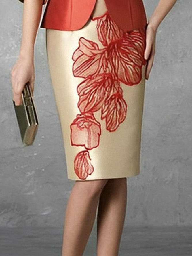 Floral Elegant Regular Fit Midi Skirt