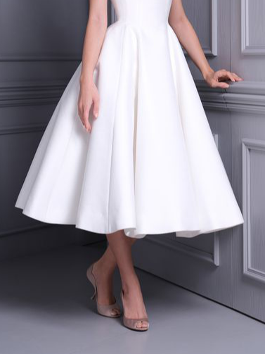 Plain Stand Collar Elegant Regular Fit Wedding Guest Dress